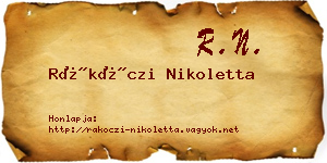 Rákóczi Nikoletta névjegykártya